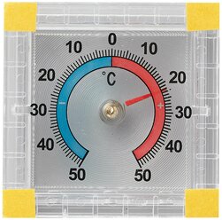 Термометр оконный биметаллический, крепление на липучку, диапазон от -50 до +50°C, ПТЗ, ТББ - 1 шт.