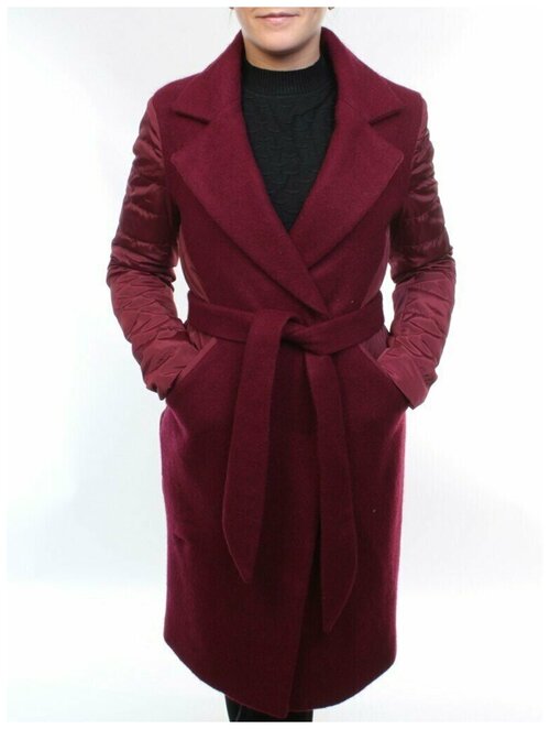 Пальто  демисезонное, силуэт полуприлегающий, удлиненное, размер 42, бордовый
