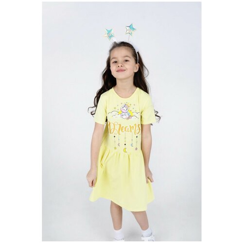 Платье для девочки Единорожка короткий рукав 6-8 лет ПЛ0112-34