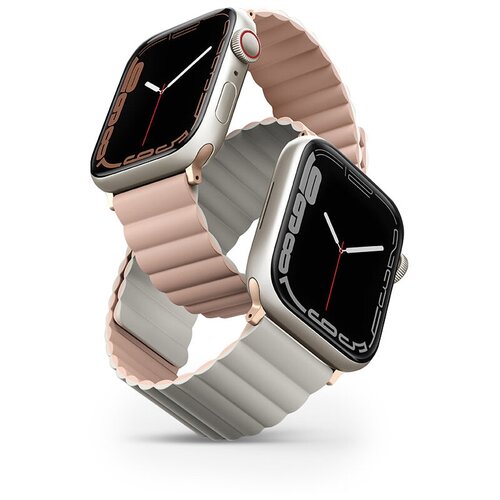 Ремешок Uniq для Apple Watch 42-45 mm Revix Reversible Magnetic Pink/Beige ремешок uniq revix reversible magnetic для apple watch 38 40 41 mm зеленый бежевый