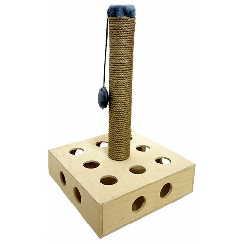 80031 игрушка-когтеточка дк из дерева квадрат со столбиком 35*35*55 см