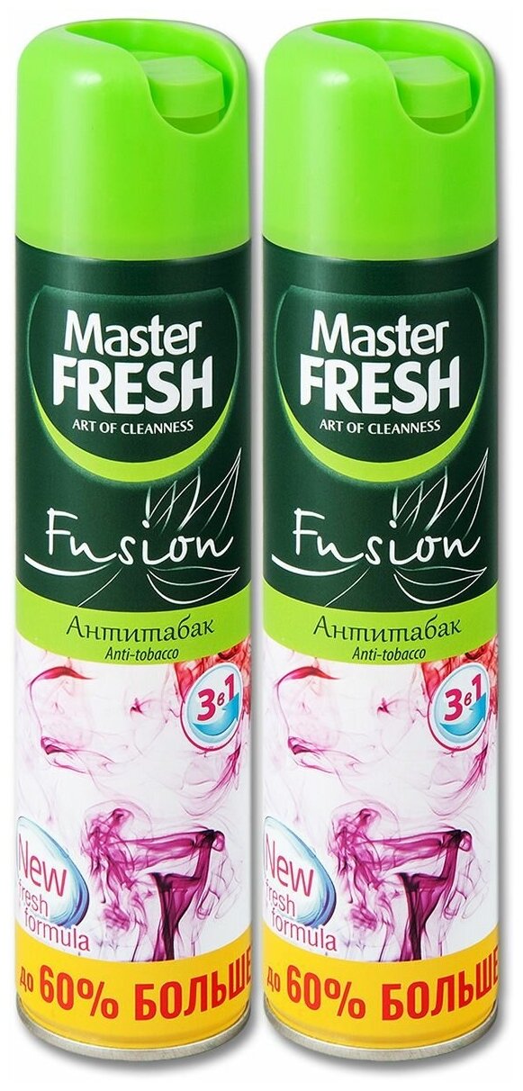 Освежитель воздуха аэрозольный MASTER FRESH Антитабак 300 мл 2 шт.