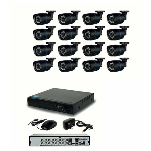 Готовый AHD комплект видеонаблюдения на 16 уличных камер 2мП Full HD 1080P с ИК подсветкой до 20м