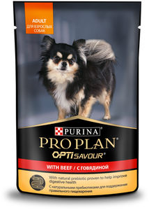 Фото Purina Pro Plan - (Пурина Про План) паучи для взрослых собак, кусочки в соусе с говядиной - 85г.