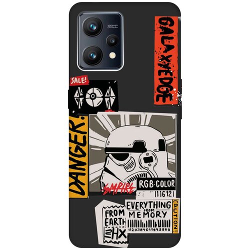 Матовый Soft Touch силиконовый чехол на Realme 9 / Рилми 9 с 3D принтом Stormtrooper Stickers черный матовый soft touch силиконовый чехол на realme c31 рилми с31 с 3d принтом stormtrooper stickers черный