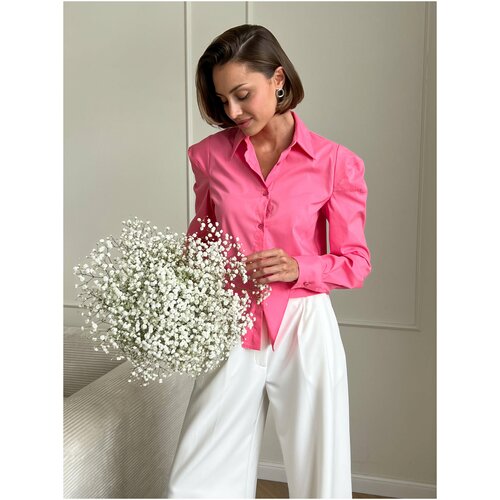 фото Рубашка с декоративным низом (светло-голубой) (s) charmstore