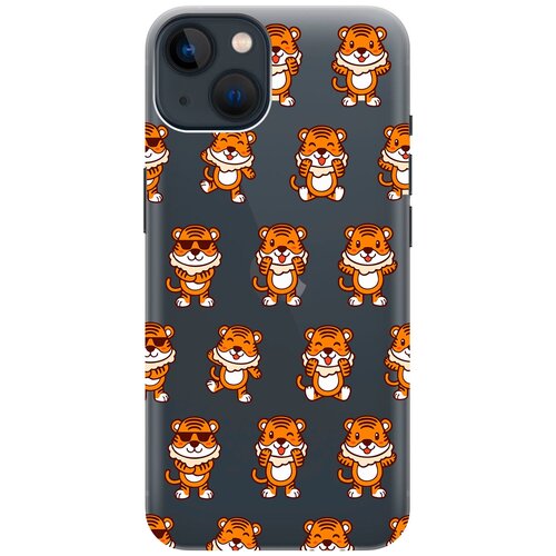 Силиконовый чехол на Apple iPhone 14 / Эпл Айфон 14 с рисунком Tigers Pattern силиконовый чехол на apple iphone 14 pro эпл айфон 14 про с рисунком tigers pattern soft touch мятный