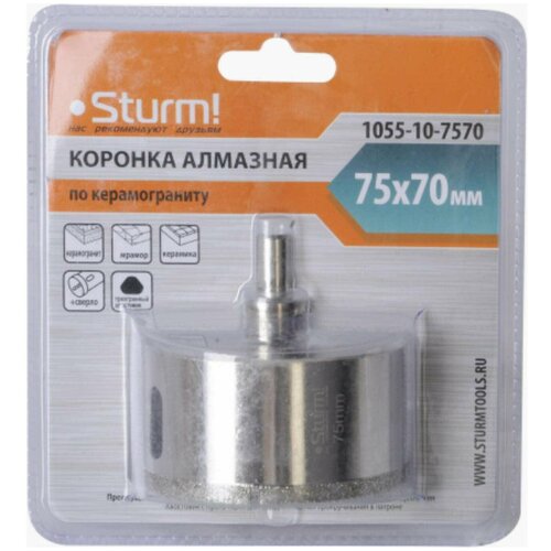 Сверло-коронка алмазное по керамограниту, 75 мм Sturm 1055-10-7570