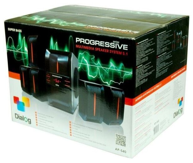 Колонки Dialog Progressive AP-540 5x12 + 40 Вт USB+SD reader черный