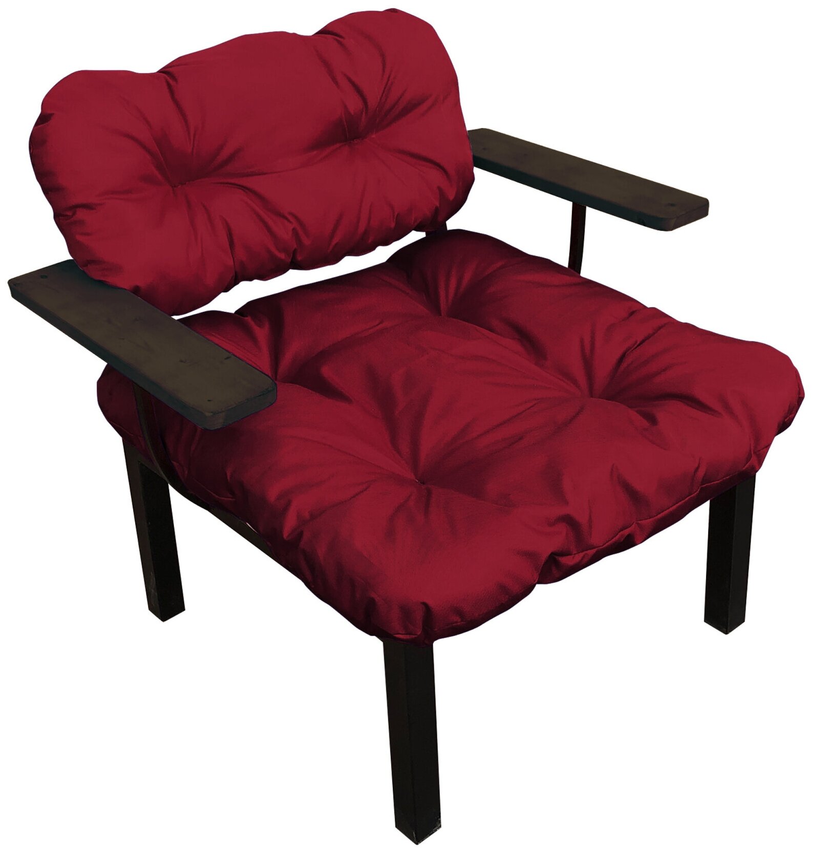 Кресло дачное, бордовая подушка - фотография № 1
