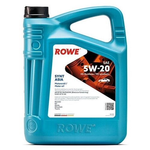 Масло моторное ROWE HIGHTEC SYNT ASIA SAE 5W-20 SP RC/SN PLUS, ILSAC GF-5/-6A синтетическое 4л