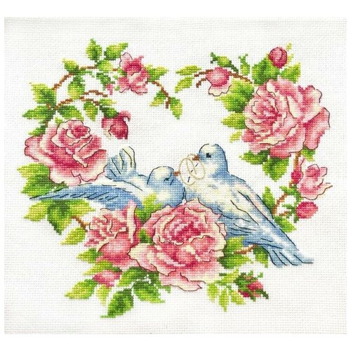 Набор для вышивания Многоцветница Любовь и голуби, 16x15 см