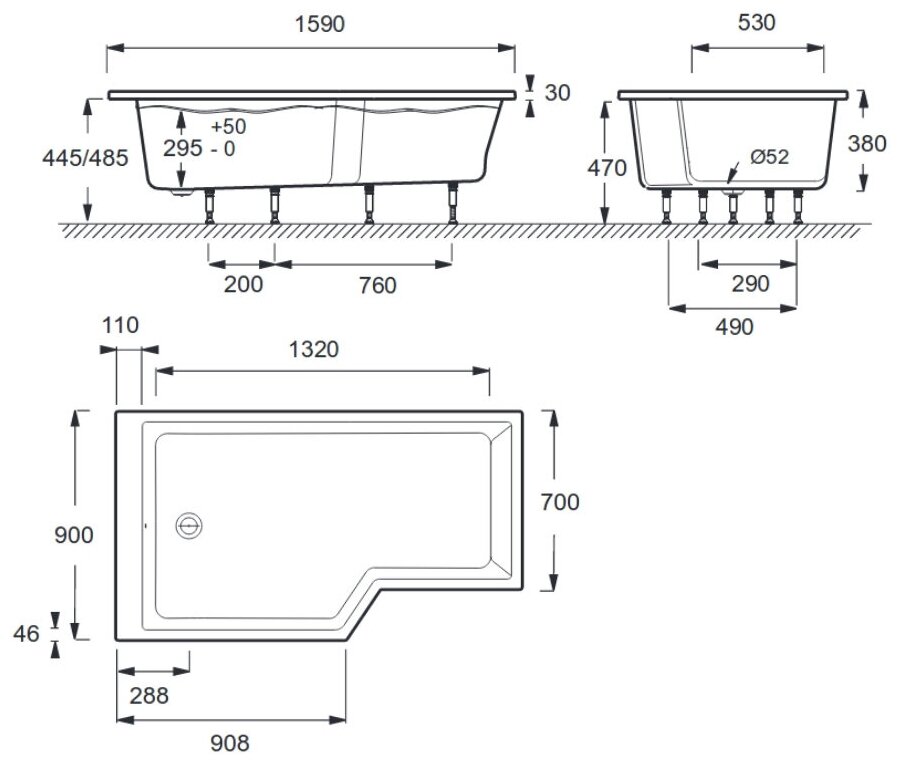 Ванна Jacob Delafon BainDouche Neo 160x90 акрил — купить в интернет