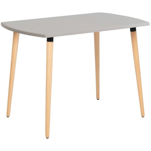 Стол кухонный с прямоугольной столешницей и овальными торцами серый, массив дерева - бук/бесцветный лак