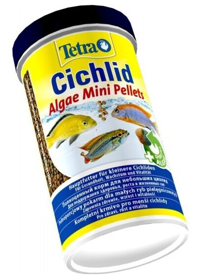 Корм для небольших травоядных цихлид TETRA Cichlid Algae Mini 500ml мелкие шарики - фотография № 2