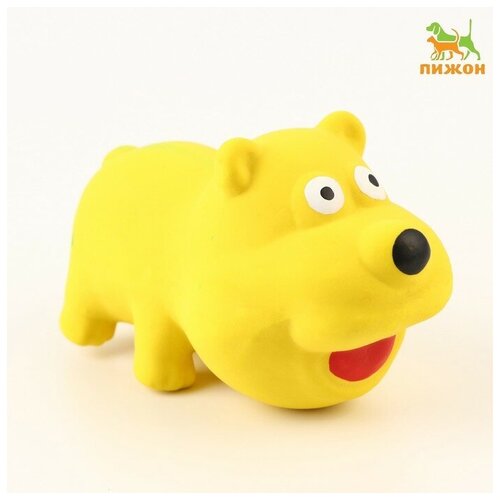 Игрушка пищащая для собак из латекса Пес, 9 см, жёлтая игрушка пищащая для собак из латекса утка 27 см жёлтая
