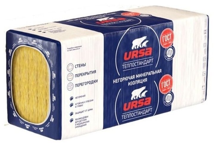 фото Стекловата URSA Теплостандарт плита 1230x610х50мм 12 шт