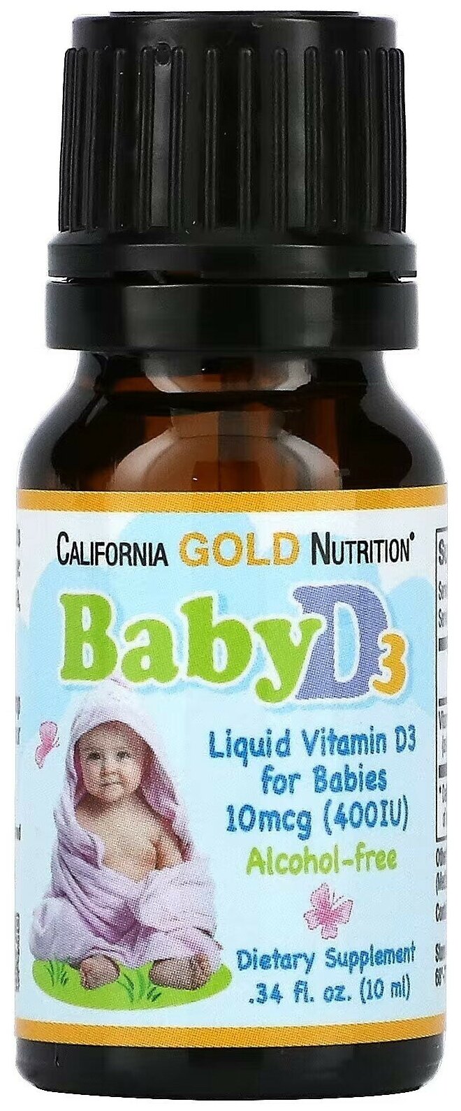 California Gold Nutrition Baby Vitamin D3 Liquid фл., 10 мкг, 10 мл