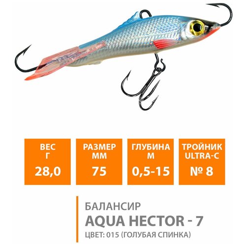 фото Балансир для зимней рыбалки aqua hector-7 75mm 28g цвет 015