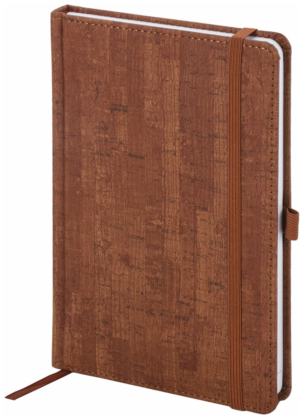 Ежедневник недатированный А5 (138×213 мм) BRAUBERG «Wood», кожзам, резинка, 136 л., коричневый, 111676