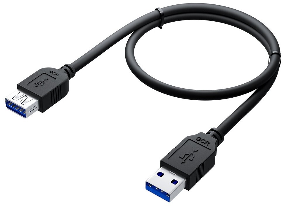 GCR Удлинитель 2.0m USB 3.0, AM/AF, черный