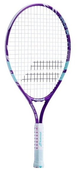 Ракетка для большого тенниса Babolat B`FLY 23 Gr000, для 7-9лет, алюминий, со струнами, фиолетовый, бирюзовый