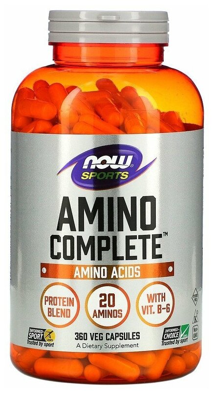Amino Complete 20 Aminos (Аминокислотный комплекс) 360 вегетарианских капсул (Now Foods)