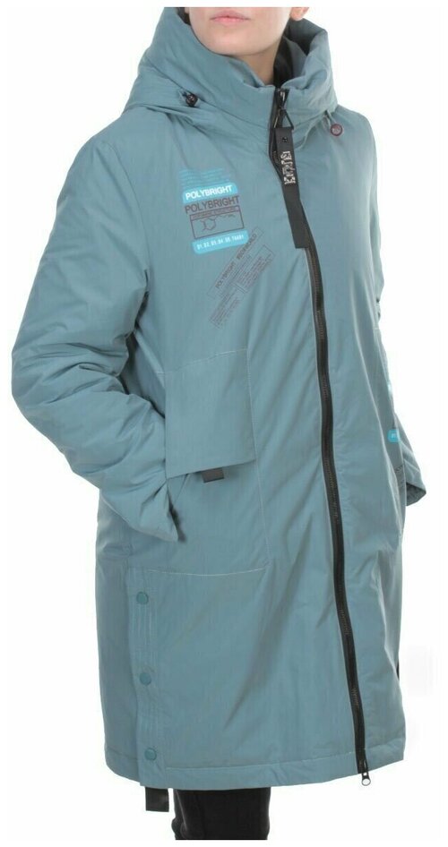 Куртка  демисезонная, удлиненная, силуэт прямой, подкладка, внутренний карман, несъемный капюшон, карманы, капюшон, размер 50, синий