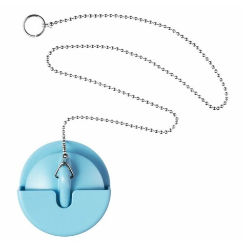 Набор для ванной комнаты / Пробка для ванны / Пробка для раковины / Держатель для пробки + пробка с металлической цепочкой 50 см, голубой