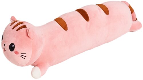 Мягкая игрушка подушка длинный Кот сосиска, розовый, 100 см