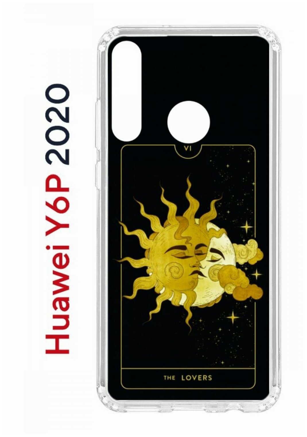 Чехол для Huawei Y6p 2020 Kruche Print Tarot Lovers, противоударный силиконовый бампер с рисунком, пластиковая накладка с защитой камеры