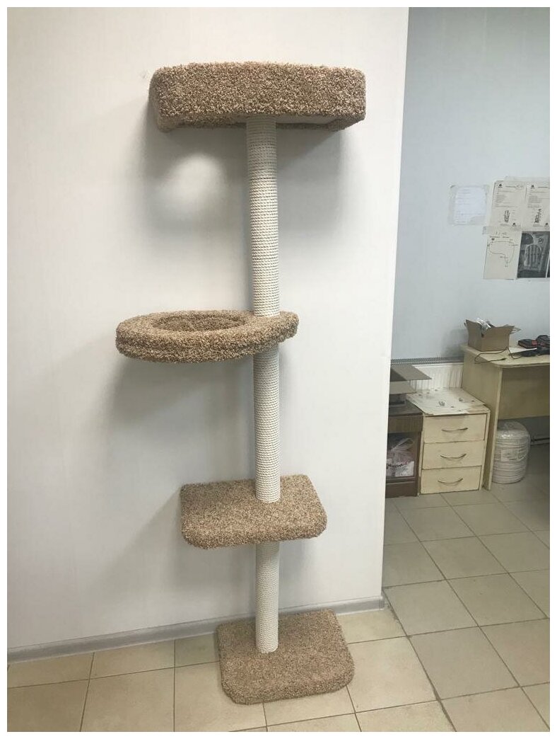 Настенный комплекс-когтеточка для кошек "Лиана Люкс" с гамаком. Высота 180 см. столбы хлопок - фотография № 5