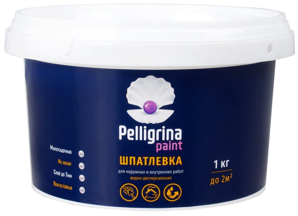 фото Шпатлевка универсальная для наружных и внутренних работ Pelligrina Paint, акриловая, 1 кг