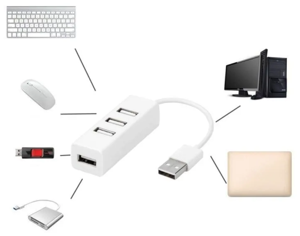 HUB USB на 4 USB 2.0 белый / USB концентратор / разветвитель USB на 4 порта / хаб для периферийных устройств