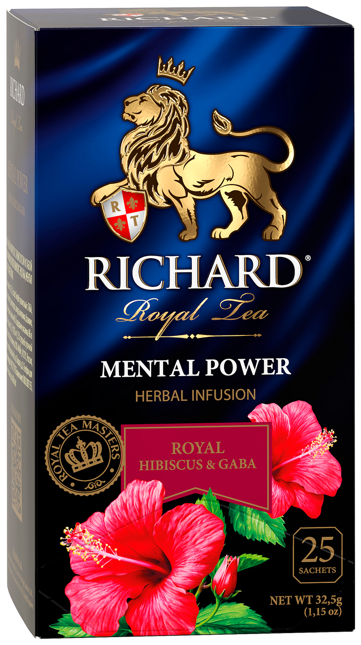 Чайный напиток фруктово-травяной Richard "Royal Hibiscus & GABA. Mental Power" 25 сашет - фотография № 7
