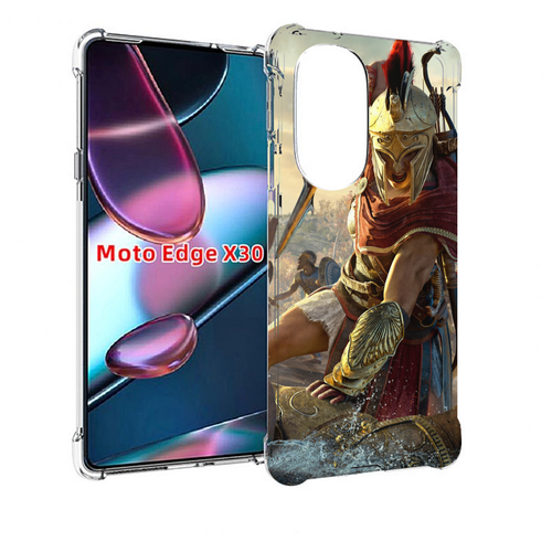 Чехол MyPads Assassin's Creed Odyssey Kassandra мужской для Motorola Moto Edge X30 задняя-панель-накладка-бампер