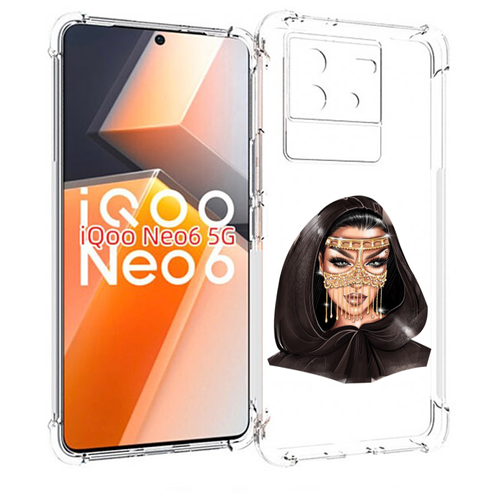 Чехол MyPads девушка-в-золотой-маске для Vivo iQoo Neo 6 5G задняя-панель-накладка-бампер