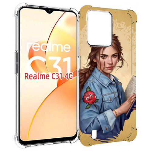Чехол MyPads девушка-в-бежевом-фоне для OPPO Realme C31 задняя-панель-накладка-бампер