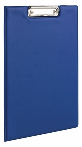 Папка-планшет Brauberg С верхним прижимом и крышкой А4 карт, ПВХ, синяя (221489)