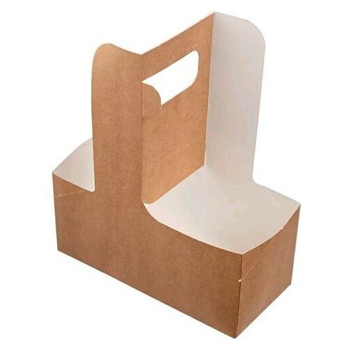 Держатель-подстаканник для 2-х стаканов из крафт картона бур/бел (GDC) , набор 350 шт