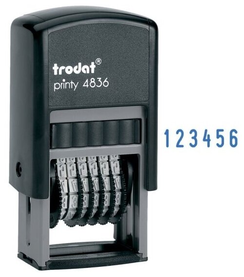 Нумератор Trodat 4836 мини автомат 3.8 мм, 6 разрядов, пластик