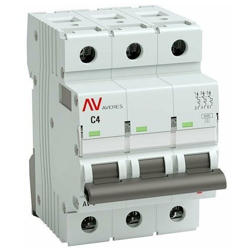 Выключатель автоматический AV-10 3P 4A (C) 10kA EKF AVERES (арт. mcb10-3-04C-av)