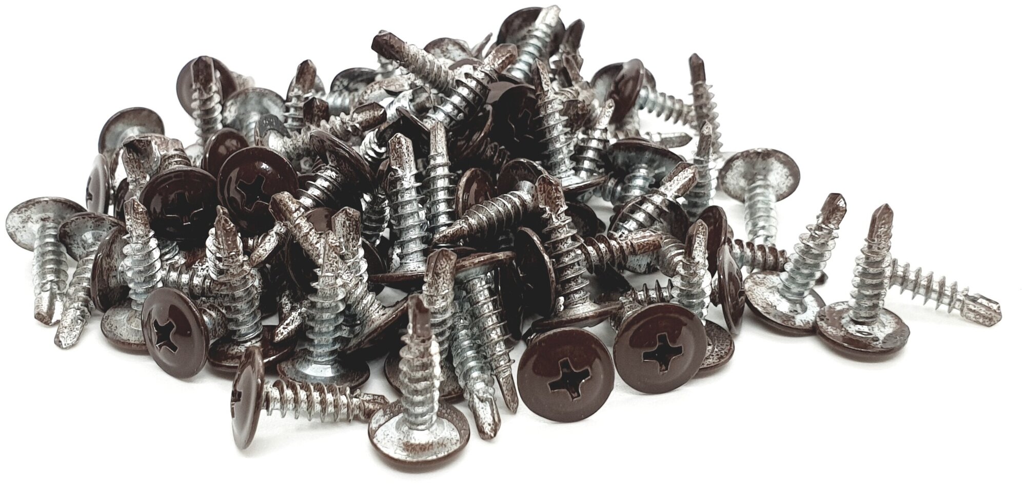 фото Саморез с прессшайбой 4.2х16 сверло, шоколадно-коричневый (8017) 100шт