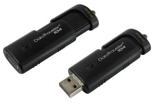 Внешний носитель информации USB-Flash Kingston 64Gb DataTraveler 104, USB 2.0 Type-A, пластик, черный