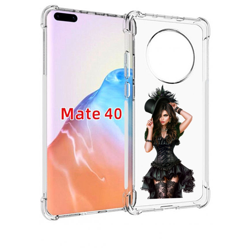 Чехол MyPads стройная-девушка-в-черном-платье для Huawei Mate 40 / Mate 40E задняя-панель-накладка-бампер