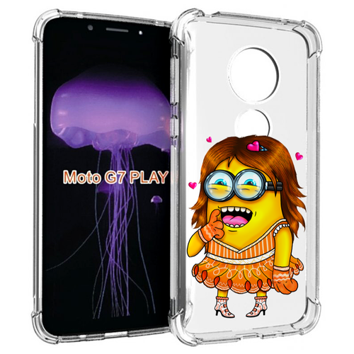 Чехол MyPads Миньон девочка для Motorola Moto G7 Play задняя-панель-накладка-бампер