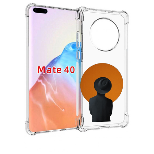Чехол MyPads парень в шляпе в оранжевом кружке для Huawei Mate 40 / Mate 40E задняя-панель-накладка-бампер