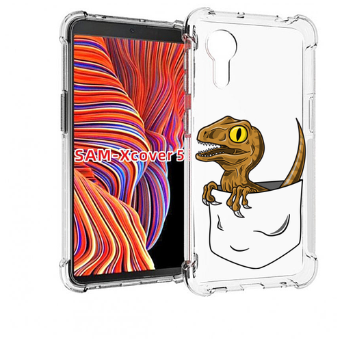 Чехол MyPads динозавр в кармане для Samsung Galaxy Xcover 5 задняя-панель-накладка-бампер