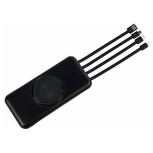 Внешний аккумулятор Wireless Fast Charging с 4 кабелями-iPhoneType-CMicroUSB для зарядки с цифровым дисплеем черный 194900₽