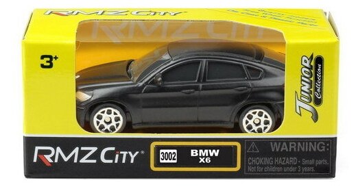 Машина металлическая RMZ City 1:64 BMW X6, без механизмов, черный матовый цвет (344002SM)